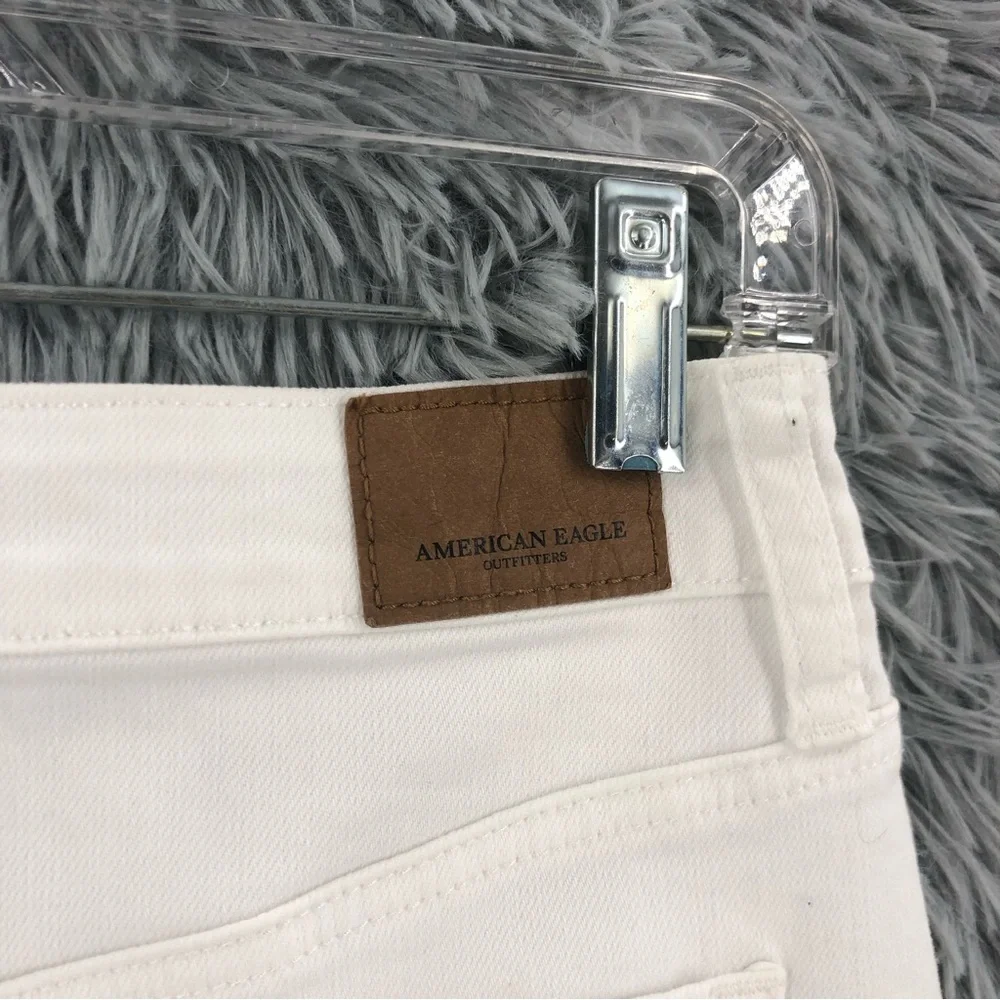 American Eagle Outfitters Mini Skirt Women Sz 0 White Denim Stretch Distressed